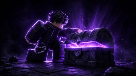 Roblox character opening a glowing reward chest