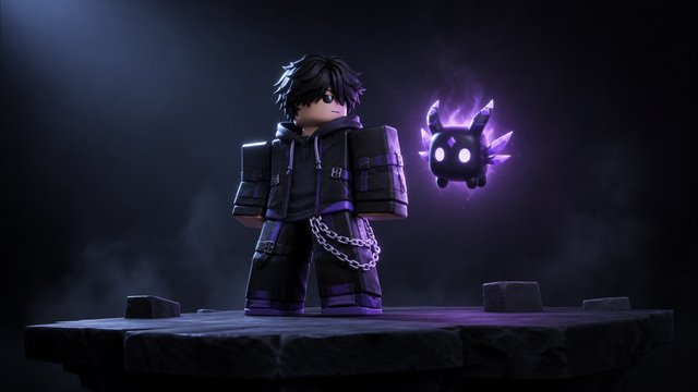 Roblox character with a floating companion pet